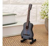 Xixian Mini Guitare en Bois avec Support pour Décoration D'Intérieur et | Instrument miniature en bois fabriqué à la main, ornement d’étagère de bureau, accent de salle d’amateur de musique, pièce