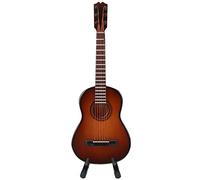 Xixian Mini Guitare en Bois avec Support pour Décoration D'Intérieur et | Instrument miniature en bois fabriqué à la main, ornement d’étagère de bureau, accent de salle d’amateur de musique, pièce