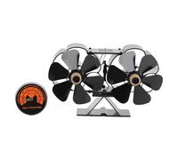 Xixian Ventilateur de Poêle à Bois alimenté par la Chaleur - Ventilateur de Cheminée en Aluminium à 6 Pales, 180-220 CFM, ≤25 DB Silencieux (Avec thermomètre)