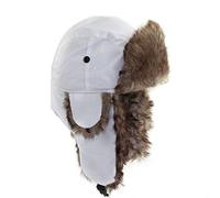 XIXIMAON Chapka Suède Femme Homme Chapeau de Trappeur/Ski en Fausse Fourrure Casquette d'hiver Chaud Épais Chapeau de Chasse Russe avec Cache-Oreilles Bonnet Bomber Adulte (Taille Unique, Blanc)