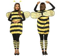 XIXIMAON Déguisement Abeille Adulte Enfant Costume d'Abeille 4 Pièces Robe Rayée + Ailes + Serre-Tête+ Bas Costumes Cosplay pour Halloween Carnaval Fête (Femme, L)