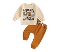 XIXIMAON Ensemble de Vêtements Bébé Garçon Imprimé Rugby 2Pcs Sweatshirt Manches Longues et Pantalon Jogging Tenue Automne et Hiver Survêtement Enfant (A-Kaki Lettre, 2-3 Ans)