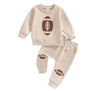 XIXIMAON Ensemble de Vêtements Bébé Garçon Imprimé Rugby 2Pcs Sweatshirt Manches Longues et Pantalon Jogging Tenue Automne et Hiver Survêtement Enfant (Kaki, 3-6 Mois)