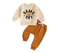 XIXIMAON Ensemble de Vêtements Bébé Garçon Imprimé Rugby 2Pcs Sweatshirt Manches Longues et Pantalon Jogging Tenue Automne et Hiver Survêtement Enfant (A-Kaki, 12-18 Mois)