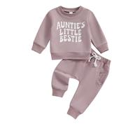 XIXIMAON Vêtement Bébé Garçon Fille Ensemble Sweat Pull Manches Longues et Pantalon Jogging Tenue de Sport Survêtement Enfant Automne Hiver (Violet, 6-12 Mois)
