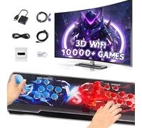 XIXIMENG 10000 en 1 Game Box Console de Jeu rétro,3D WiFi et Jeux 3D,Console de Jeux vidéo LED 6 Couleurs,Pause/Recherche/Favoris/Ajouter/Archiver/Masquer Le Jeu,1280*720P,1-4 Joueurs (Bleu Rouge)