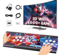 XIXIMENG 8000 en 1 Game Box Console de Jeu rétro,3D WiFi et Jeux 3D,Console de Jeux vidéo LED 6 Couleurs,Pause/Recherche/Favoris/Ajouter/Archiver/Masquer Le Jeu,1280*720P,1-4 Joueurs (Rouge Bleu)