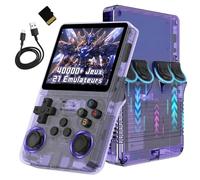 XIXIMENG R36S Console de Jeux Portable Rétro 128GB, 40000+ Jeux 21 Émulateurs Console retrogaming,ARKOS Open Source Linux System,Écran IPS 3,5 Pouces 640x480P,Batterie 3500 mAh (Violet Transparent)