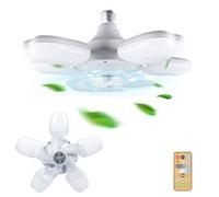 XiXiRan Ampoule Ventilateur Plafond LED, Ventilateur Plafond e27, Ventilateur Lumière 2 en 1, Ventilateur de Plafond avec Lumière et Telecommande, Ventilateur Lumière Plafond Blanc (A)