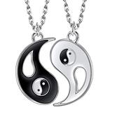 XiXiRan Collier Yin Yang pour Couple - Pendentif Tai Chi en Argent Acier Inoxydable - Bijoux pour Deux