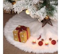 XiXiRan Jupe de Sapin de Noël Blanc Peluche, 90 CM Jupe d'arbre de Noel Décoration de Fête, Tapis de Sapin, Christmas Tree Skirt, Tapis Vacances Couvre Pied Sapin