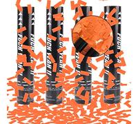 XiXiRan Lot de 4 canons à confettis - Pour fête - Pistolets - Bombe - Shooter (orange) - Anniversaire et fêtes