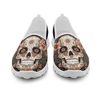 xixirimido Baskets à enfiler décontractées et tendance pour femme - Chaussures de marche respirantes et confortables pour le jogging, Tête de mort bohème, 40 EU