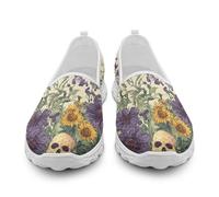 xixirimido Baskets à enfiler décontractées et tendance pour femme - Chaussures de marche respirantes et confortables pour le jogging, Tête de mort tournesol., 41 EU