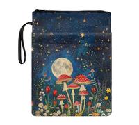 xixirimido Housse de Protection pour Livre avec Dragonne, Poche Zippée, Portable et Durable, Motif Champignon Galaxie, pour Crayon et Livre de Poche