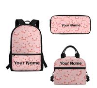 xixirimido Lot de 3 sacs à dos de 43,2 cm pour enfants, boîte à déjeuner, trousse à crayons pour école primaire, collège et lycée, Joli cœur de cochon, Taille unique, Sac à dos décontracté