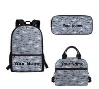 xixirimido Lot de 3 sacs à dos personnalisés pour enfants, garçons et filles avec trousse à crayons, sac à déjeuner, Requins gris, Taille unique, Sac à dos décontracté