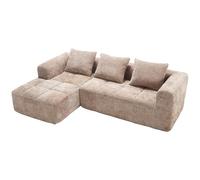 xixiworkshop Canapé sectionnel moderne en L, 3 places, aucune installation nécessaire, canapé en chenille avec méridienne et accoudoirs, 3 coussins, poche latérale pour télécommande, multicolore (kaki