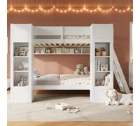 xixiworkshop Lit superposé 90 x 200 cm, avec espace de rangement et | Lit multifonction pour adolescent avec table/armoire/échelle interchangeable avec espace de rangement