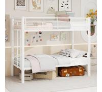 xixiworkshop Lit superposé avec garde-corps 90 x 190 cm Blanc | Lit multifonction pour adolescent, démontable en 2 lits simples, fer, convient aux adultes et aux adolescents, sans matelas