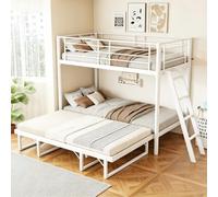 xixiworkshop Lit superposé en métal avec lit gigogne 90x200 Blanc | Lit pour adolescent, cadre de lit d'invité extensible, lit superposé peu encombrant pour plusieurs personnes