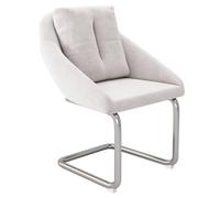 xixiworkshop Lot de 2 chaises de salle à manger en velours avec coussins, chaise pivotante de luxe pour salon et chambre à coucher, chaise pivotante relaxante, pieds de soutien incurvés, beige/gris