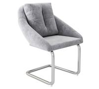 xixiworkshop Lot de 2 chaises de salle à manger en velours avec coussins, chaise pivotante de luxe pour salon et chambre à coucher, chaise pivotante relaxante, pieds de soutien incurvés - Beige/gris