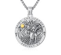 XIXLES Collier avec pendentif Saint Michel/Saint Christophe/Saint Jude/Vierge Marie en argent sterling/crucifix St Joseph/Saint Antoine Bijoux pour homme et femme, L, Argent sterling