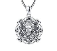 XIXLES Collier avec pendentif Saint Michel/Saint Christophe/Saint Jude/Vierge Marie en argent sterling/crucifix St Joseph/Saint Antoine Bijoux pour homme et femme, Argent sterling