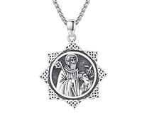 XIXLES Collier avec pendentif Saint Michel/Saint Christophe/Saint Jude/Vierge Marie en argent sterling/crucifix St Joseph/Saint Antoine Bijoux pour homme et femme, L, Argent sterling