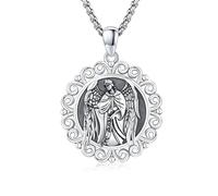 XIXLES Collier avec pendentif Saint Michel/Saint Christophe/Saint Jude/Vierge Marie en argent sterling/crucifix St Joseph/Saint Antoine Bijoux pour homme et femme, L, Argent sterling