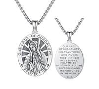 XIXLES Collier avec pendentif Saint Michel/Saint Christophe/Saint Jude/Vierge Marie en argent sterling/crucifix St Joseph/Saint Antoine Bijoux pour homme et femme, L, Argent sterling, Pas de gemme