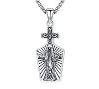 XIXLES Collier avec pendentif Saint Michel/Saint Christophe/Saint Jude/Vierge Marie en argent sterling/crucifix St Joseph/Saint Antoine Bijoux pour homme et femme, Argent sterling