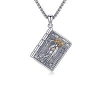 XIXLES Collier avec pendentif Saint Michel/Saint Christophe/Saint Jude/Vierge Marie en argent sterling/crucifix St Joseph/Saint Antoine Bijoux pour homme et femme, Larger, Argent sterling, Pas de