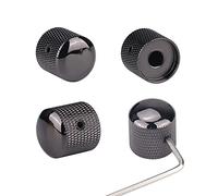 XIYANGJUAN Lot de 4 boutons de guitare en métal noir pour contrôle du volume et de la vitesse avec clés Allen et vis pour Fender Telecaster Gibson Les Paul guitare électrique basse (noir)