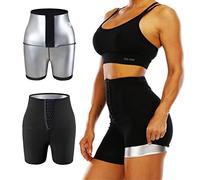 XIYAO Pantalon de Sudation Femme avec Poche Taille Haute Short Sudation Sport Pantalon Sauna Amincissante Legging Anti Cellulite Minceur pour Jogging Fitness Yoga Gym pour Perdre du Poids S-M