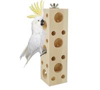 XiyaxiVici Jouet à mâcher pour Perroquet pour Oiseaux en Bois Naturel Jouets d'entraînement à la Recherche de Nourriture Trou d'arbre en Bois pour Oiseaux Perroquets Gris d'Afrique 20x5,4x5,4 cm