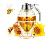 XIYUAN Distributeur de miel, distributeur de sirop, beau pot à miel en nid d'abeille, pot à miel avec support