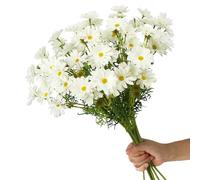 XIYUAN Lot de 15 Marguerites artificielles Blanches résistantes aux UV avec tiges - Arbustes de Verdure - Arrangements de Plantes pour décoration de Mariage, Maison, Jardin