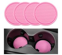 XIYUANFA 4 Pièces Tapis Porte-Gobelet de Voiture pour BYD Seal U 2024, sous Verres Voiture AntiDérapant Silicone Insert de Porte-Gobelet de Voiture,Pink