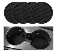 XIYUANFA 4 Pièces Tapis Porte-Gobelet de Voiture pour Citroen C3 (2017-2024), sous Verres Voiture AntiDérapant Silicone Insert de Porte-Gobelet de Voiture,Black