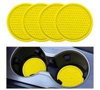 XIYUANFA 4 Pièces Tapis Porte-Gobelet de Voiture pour Citroen C3 II Hatchback(SC) 2010-2015, sous Verres Voiture AntiDérapant Silicone Insert de Porte-Gobelet de Voiture,Yellow