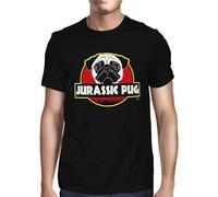 Xiyunjiao Short Sleeve Mens Jurassic Pug T-Shirt Top Shirt Black L