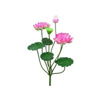 XIZHI Bouquet de Fleurs de Lotus artificielles en Mousse de 64 cm - Fleurs artificielles en Soie - pour décoration de Maison, de fête de Mariage, Arrangement Floral (Rose foncé)