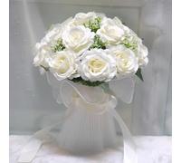 XIZHI Bouquets de mariage pour mariée - Roses artificielles champagne - Décoration de demoiselle d'honneur - Pour mariage, Saint-Valentin, fête, bal de fin d'année (blanc)