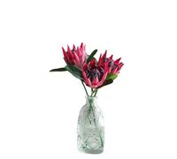 XIZHI King Protea Lot de 3 fleurs artificielles en soie au toucher réaliste pour centres de table de mariage, arrangements floraux, bouquet décoratif (rouge)