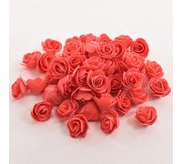 XIZHI Lot de 100 mini roses artificielles en mousse pour loisirs créatifs, accessoires de fête, décoration d'intérieur et fête prénatale (rouge) - 3,5 cm