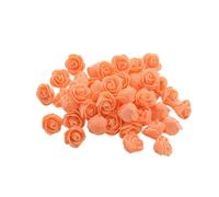 XIZHI Lot de 100 Mini Roses artificielles en Mousse Rouge de 3,5 cm pour Loisirs créatifs, Accessoires de fête, décoration d'intérieur et fête prénatale (Orange)