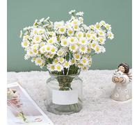 XIZHI Lot de 18 Marguerites artificielles 90 têtes de Bouquets de Marguerites brésiliennes Style Pastoral pour la Maison, la Table, Le Jardin, la fenêtre, Le Mariage (Blanc)