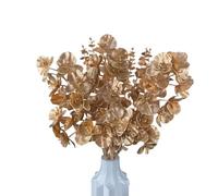 XIZHI Lot de 5 Fleurs d'orchidée artificielles à 7 têtes - 76,2 cm - Fleurs artificielles phalaenopsis pour Bricolage, Maison, fête et décoration de Bouquet de Mariage (orchidée dorée)